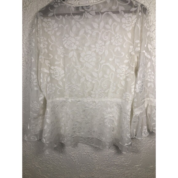 Notations Women's XL BOHO Fairy Cottagecore Open White Floral Lace Cardigan - Picture 8 of 9